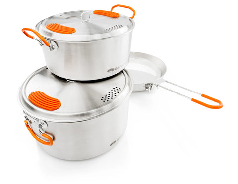 GSI Outdoors Glacier Stainless Base Camper Medium Cookware Set