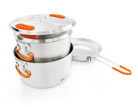 GSI Outdoors Glacier Stainless Base Camper Medium Cookware Set