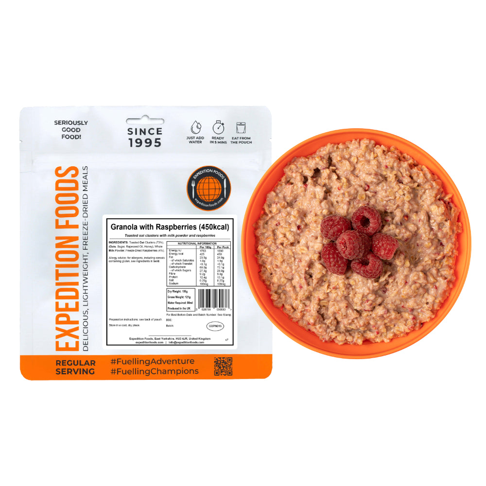 Expedition Foods Granola with Raspberries | Freeze-Dried Meal