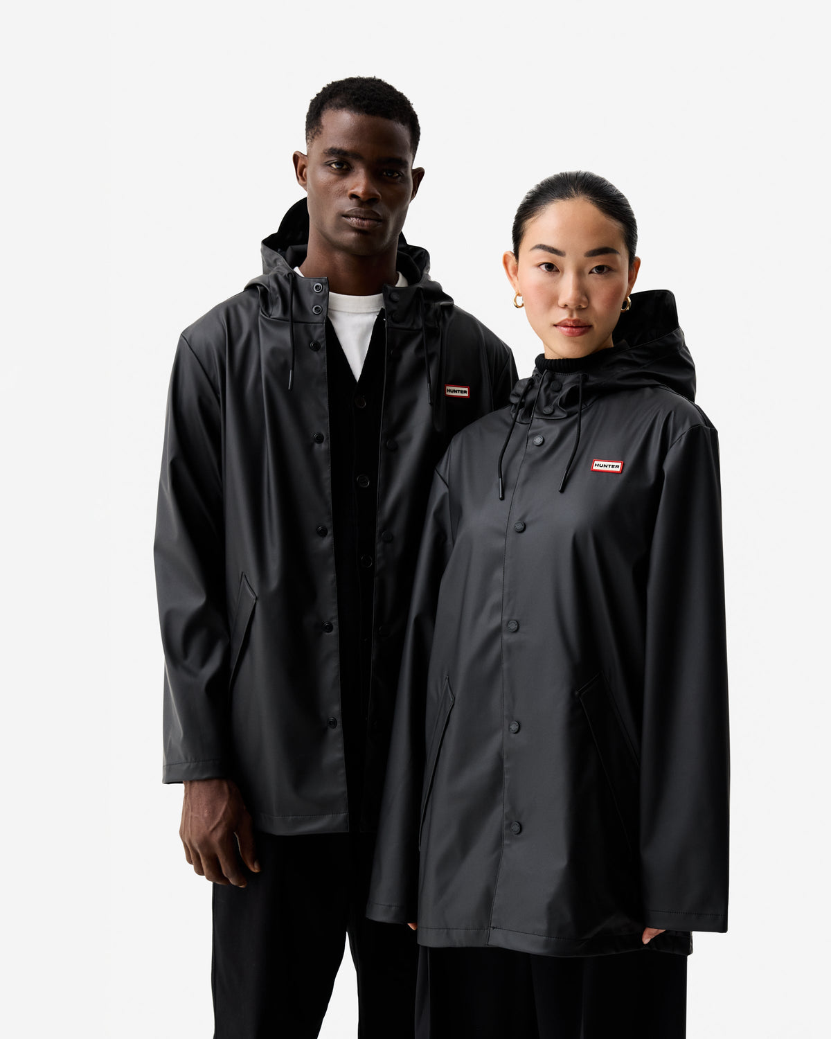 Unisex Black Downpour Jo PU Rain Parka