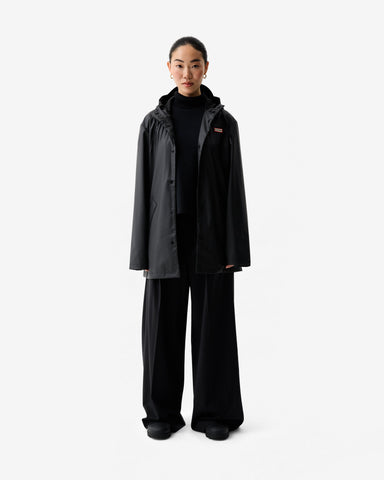 Unisex Black Downpour Jo PU Rain Parka
