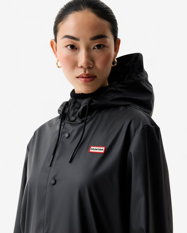 Unisex Black Downpour Jo PU Rain Parka