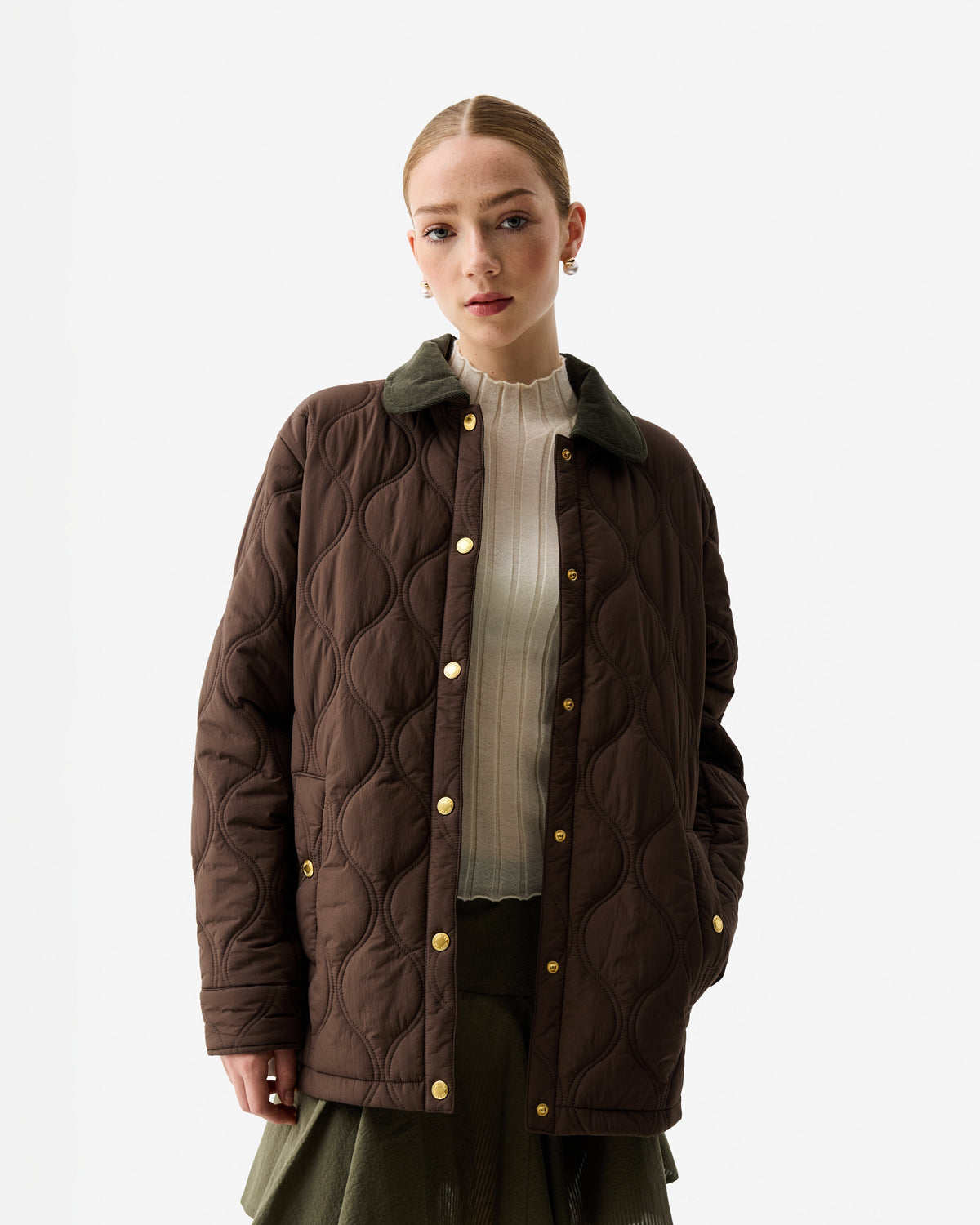 Women's Chocolate Brown Witton Quilted Shacket