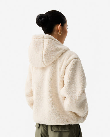 Women's Antique White Bonelle Borg Fleece Hoodie