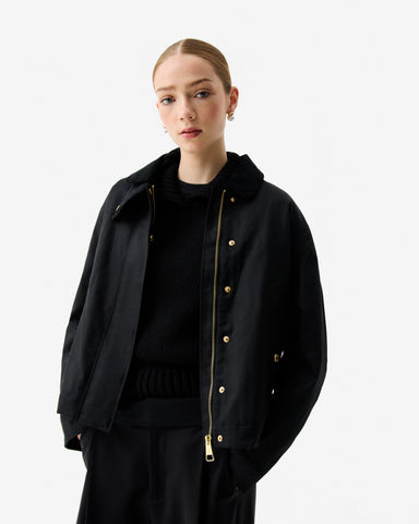 Women’s Black Leith Oversized Waxed Jacket