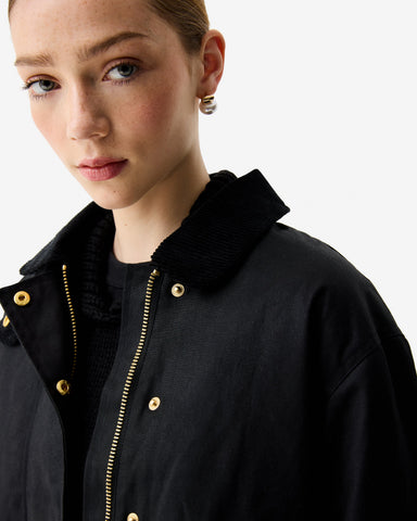 Women’s Black Leith Oversized Waxed Jacket