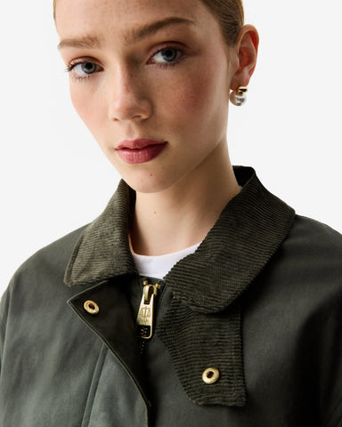 Women’s Kambaba Green Leith Oversized Waxed Jacket