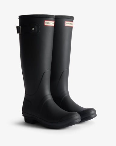 Women's Black Tartan Lining Tall Wellington Boot