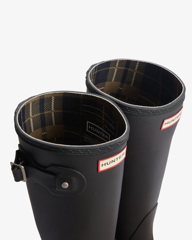Women's Black Tartan Lining Tall Wellington Boot