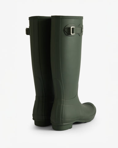 Women's Dark Olive Tartan Lining Tall Wellington Boot