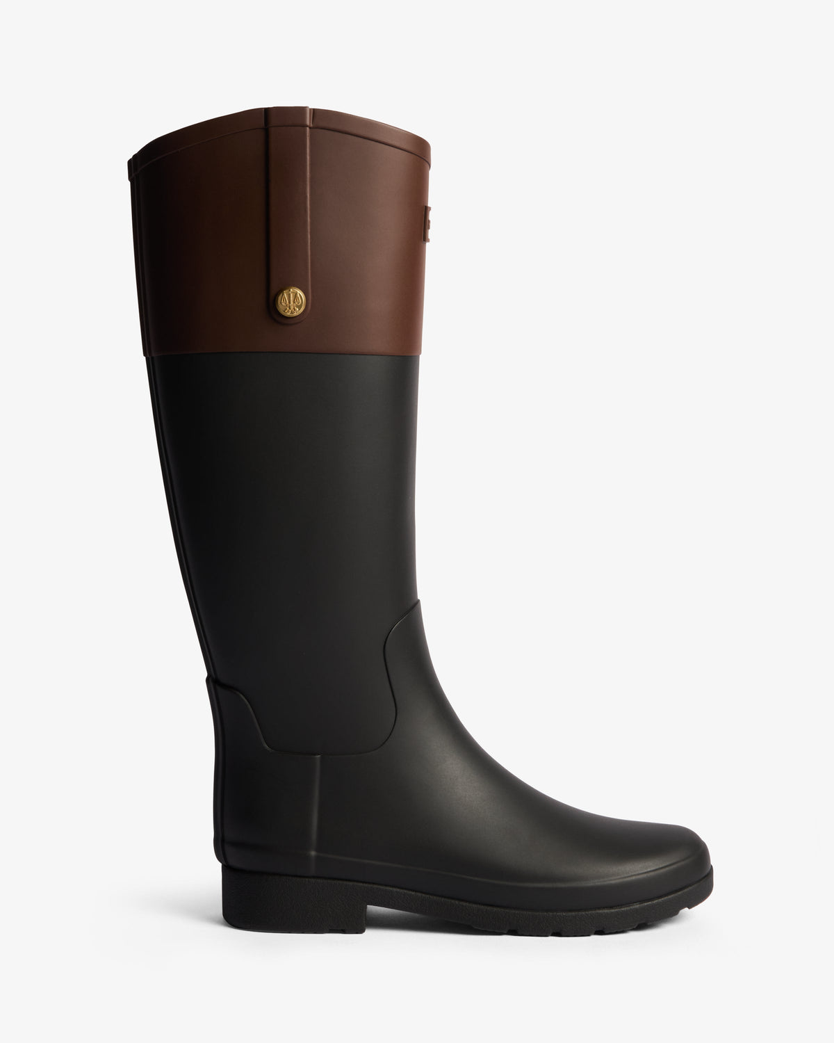 Women's Black Refined Gold Trim Riding Tall Boot