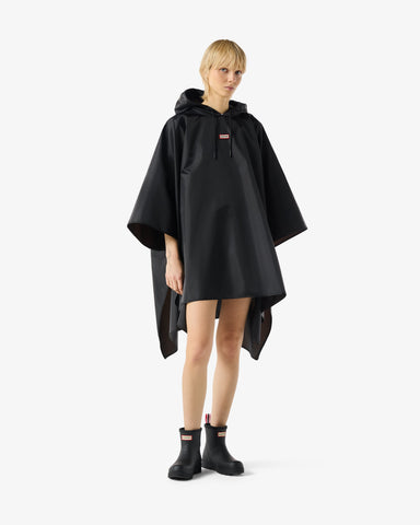 Unisex Black Packable Poncho