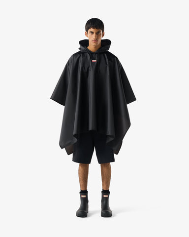 Unisex Black Packable Poncho