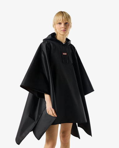 Unisex Black Packable Poncho