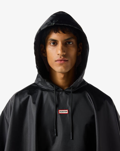 Unisex Black Packable Poncho