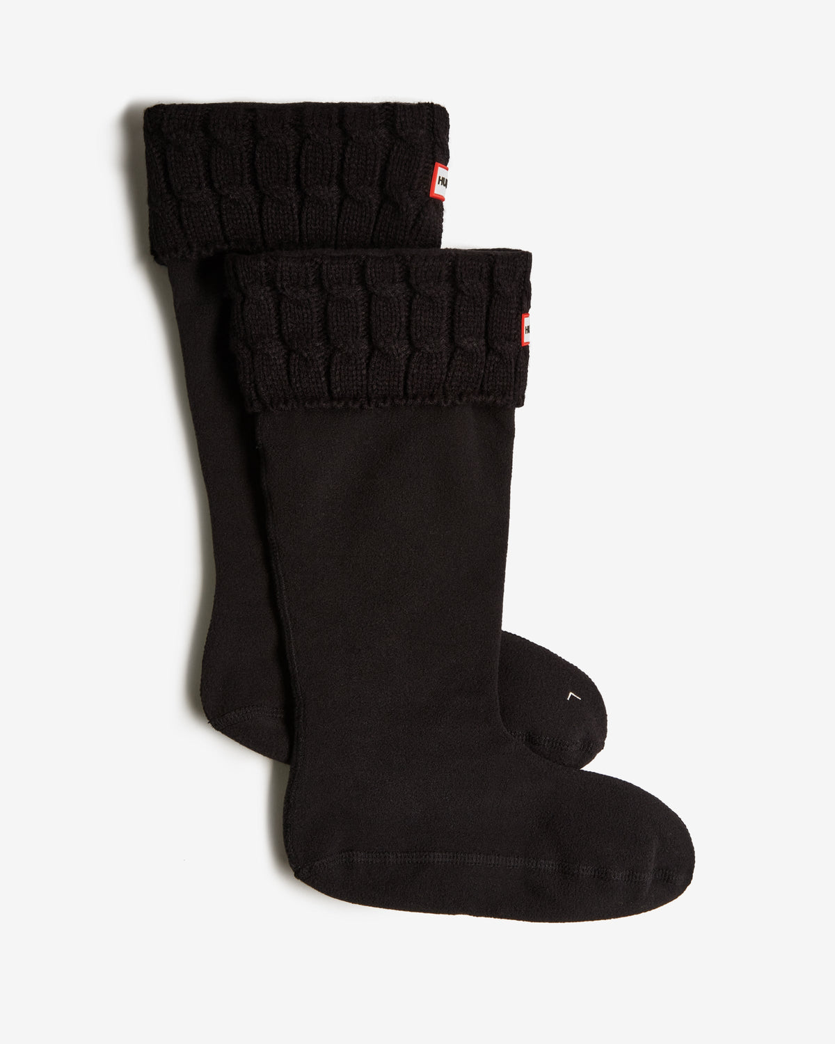 Black Recycled 6 Stitch Cable Cuff Tall Boot Socks