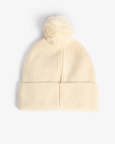 Unisex Antique White Skye Pom Pom Beanie