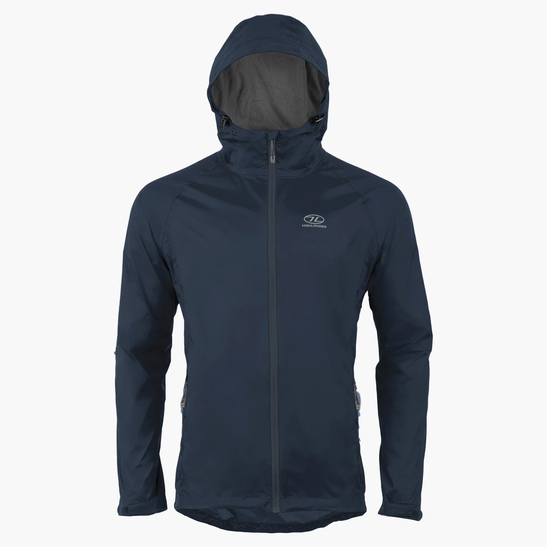 Stow and Go Pack Away Waterproof Men's Jacket in navy, ideal for unpredictable weather and outdoor activities.