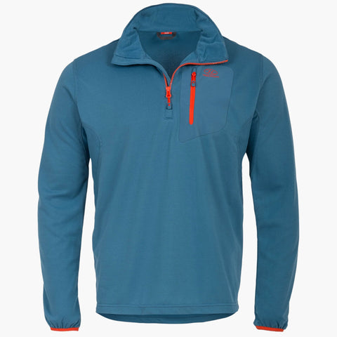 Hirta Grid Fleece from Wylie's Outdoor World Front View Steel Blue