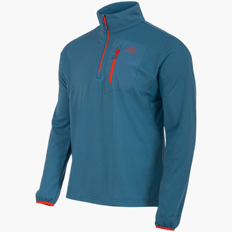 Hirta Grid Fleece from Wylie's Outdoor World Side View Steel Blue