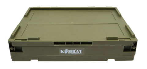 Olive green military folding storage box with sturdy design, ideal for outdoor adventures and tactical use.