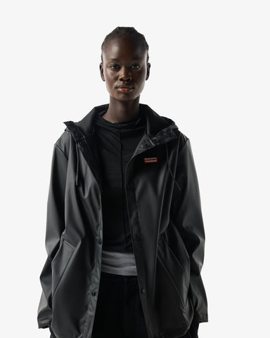 Unisex Black Downpour Izzy PU Hooded Jacket