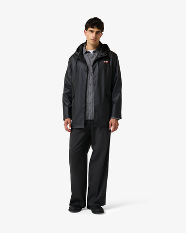 Unisex Black Downpour Jo PU Rain Parka
