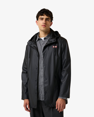 Unisex Black Downpour Jo PU Rain Parka
