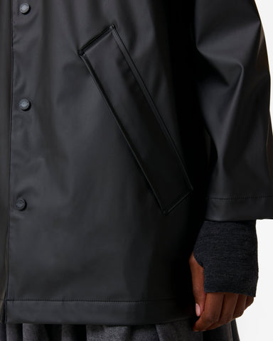 Unisex Black Downpour Jo PU Rain Parka