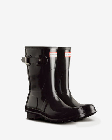 Women's Black Original Short Gloss Wellington Boot