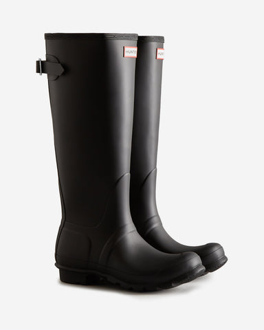 Women's Black Tall Back Adjustable Wellington Boot