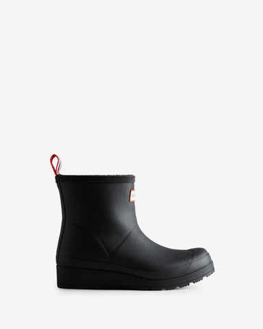 Women's Black Play Shearling Insulated Short Wellington Boot