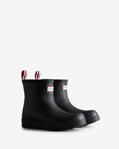 Women's Black Play Shearling Insulated Short Wellington Boot