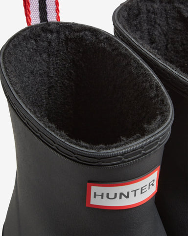 Women's Black Play Shearling Insulated Short Wellington Boot