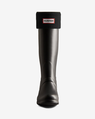 Black Recycled Fleece Cuff Tall Boot Socks
