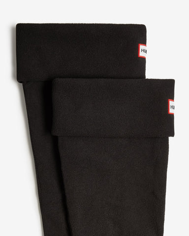 Black Recycled Fleece Cuff Tall Boot Socks