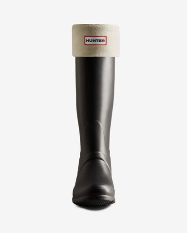 White Recycled Fleece Cuff Tall Boot Socks