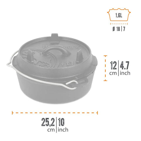 Petromax 1.6L Cast Iron Dutch Oven - Wylies Outdoor World