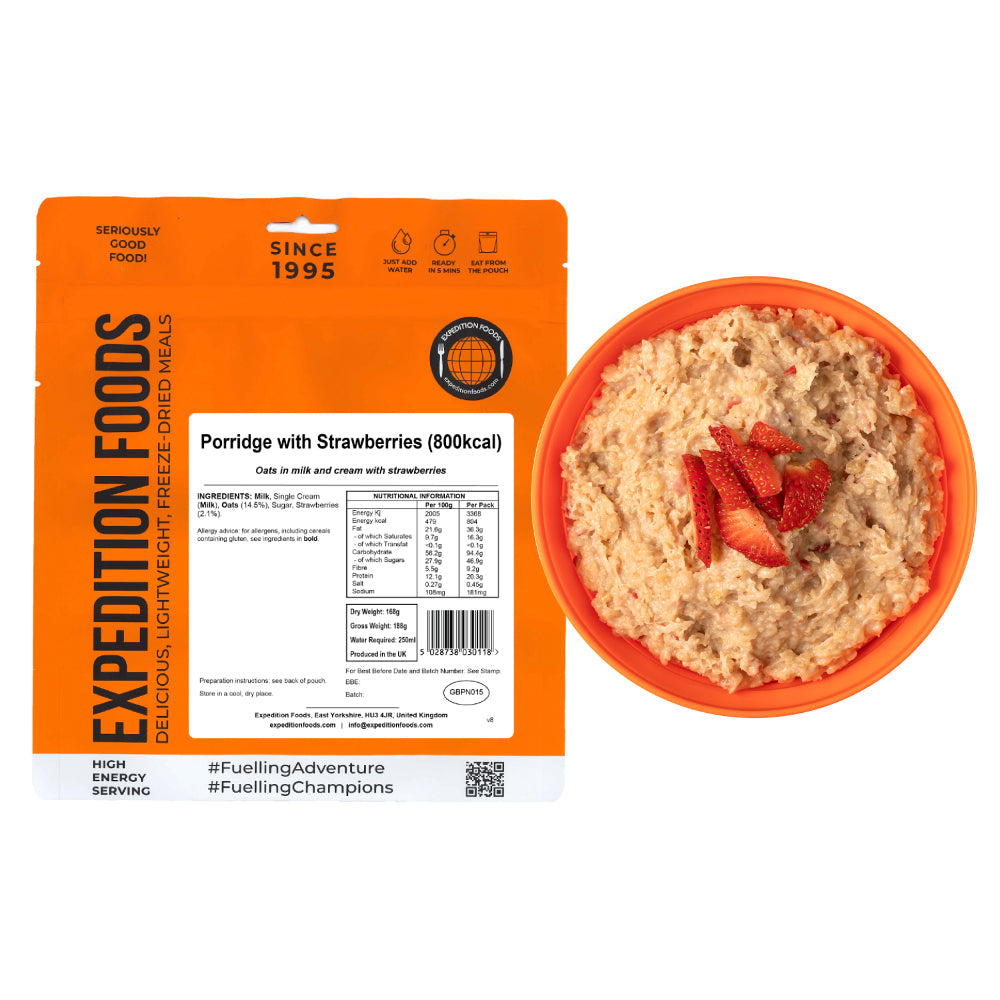 Expedition Foods Porridge with Strawberries | Freeze-Dried Meal
