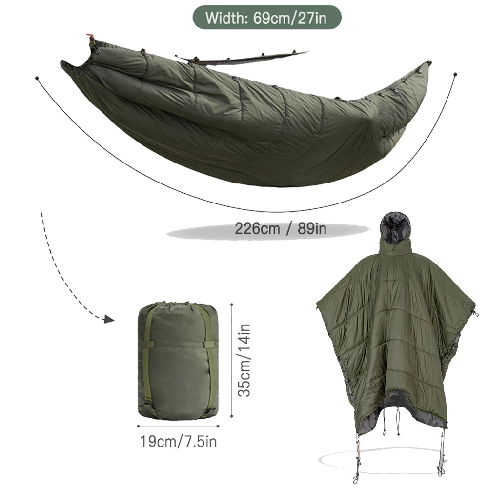 Multifunctional Hammock Underquilt Sleeping Bag  and Hammock UnderBlanket Poncho