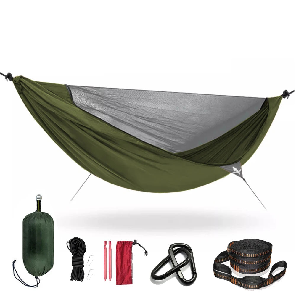 9.2Ft Camping Hammock with Net and Ridge Line