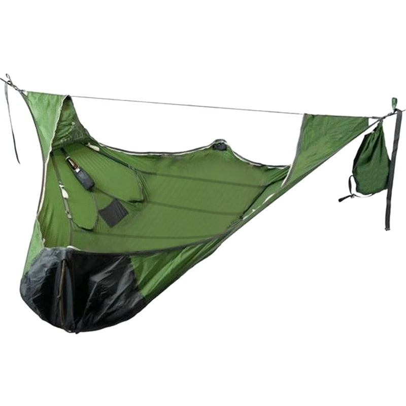 Portable Double Camping Hammock with Anti-Tear Mosquito Net and Straps - Rip-Resistant Bed Net for Hiking and Travel