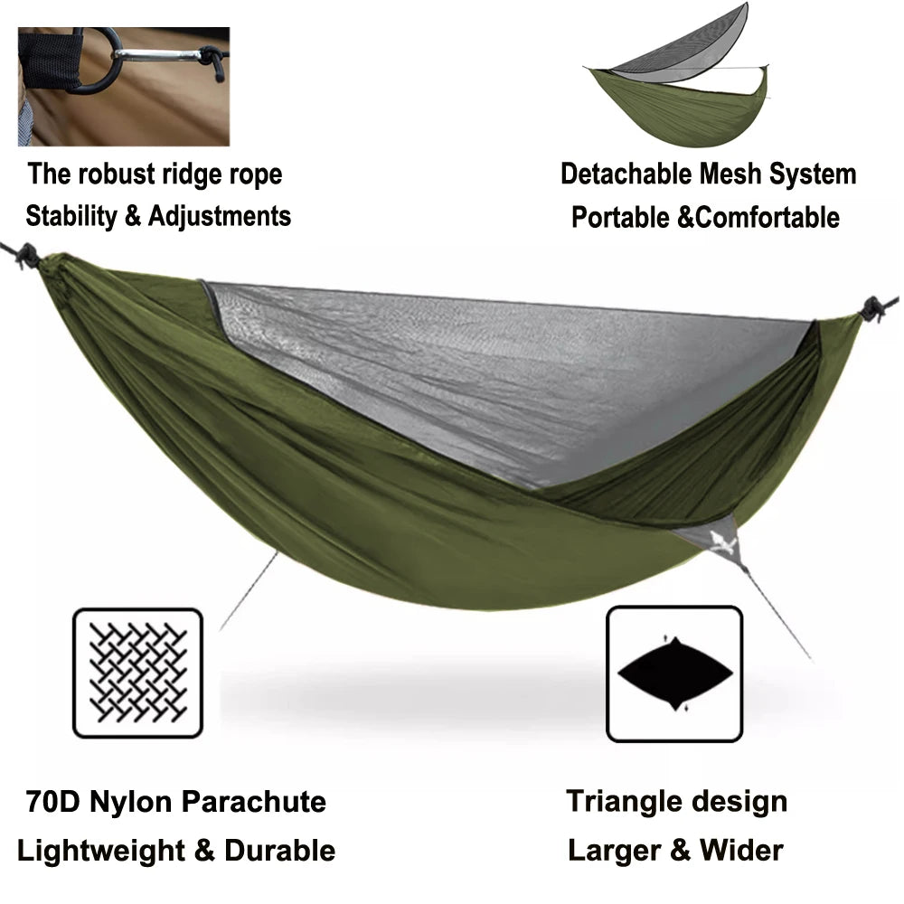 9.2Ft Camping Hammock with Net and Ridge Line