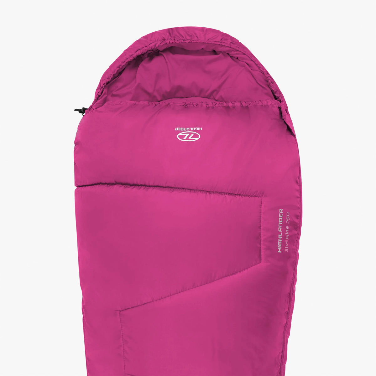 Sleepline 250 Mummy Sleeping Bag in vibrant pink, designed for warmth and comfort, ideal for