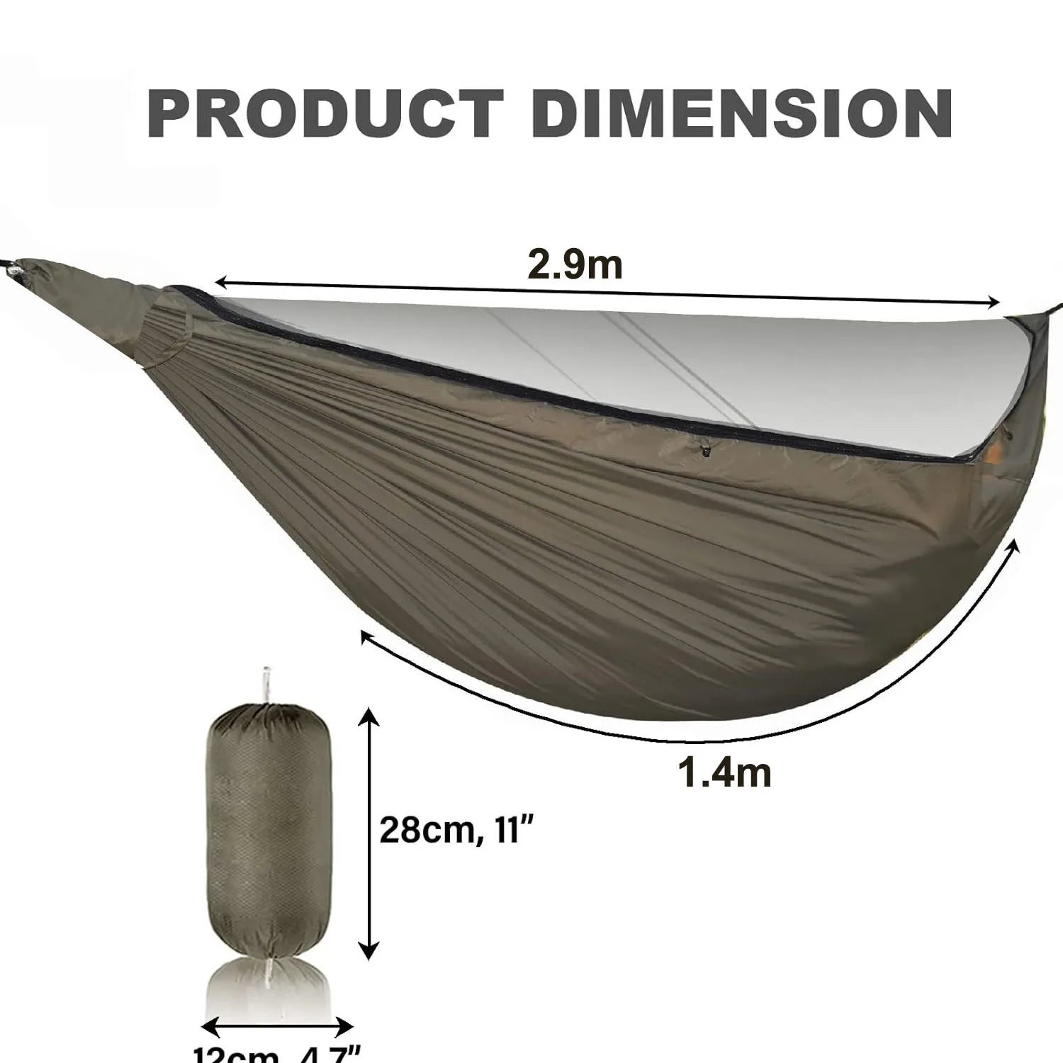 Double Size Camping Hammock with Mosquito Net