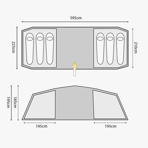 Cypress 6 Person Camping Tent with 2 Bedrooms, Porch & Living Area