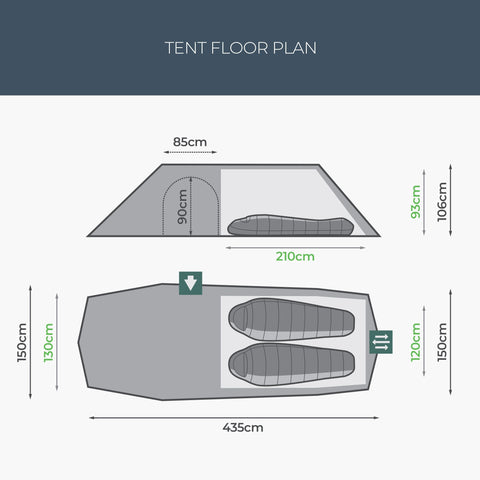 RESPITE 2 PERSON EXTENDED TUNNEL TENT, Pine green