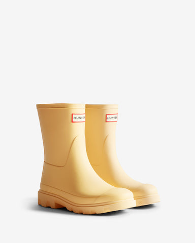 Unisex Pale Yellow Downpour Short Wellington Boot