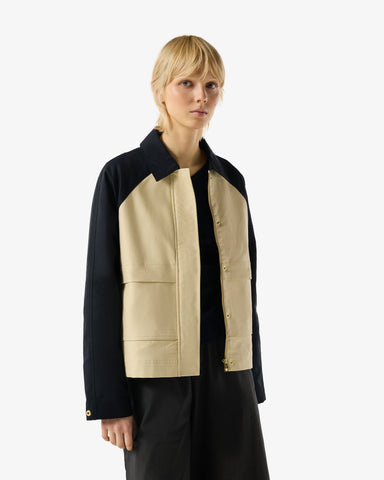 Women's Beige Recrafted Cropped Jacket