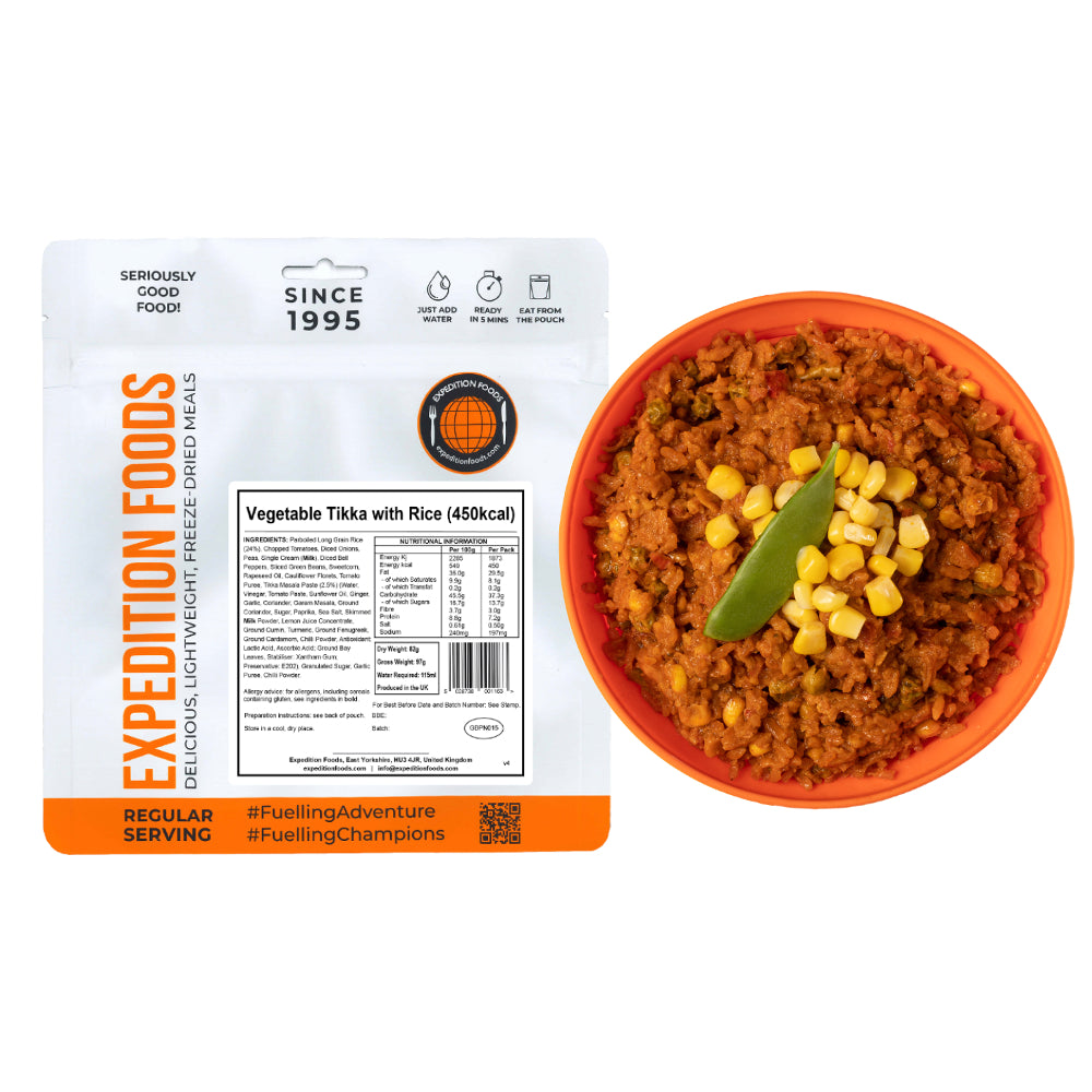 Expedition Foods Vegetable Tikka with Rice | Freeze-Dried Meal